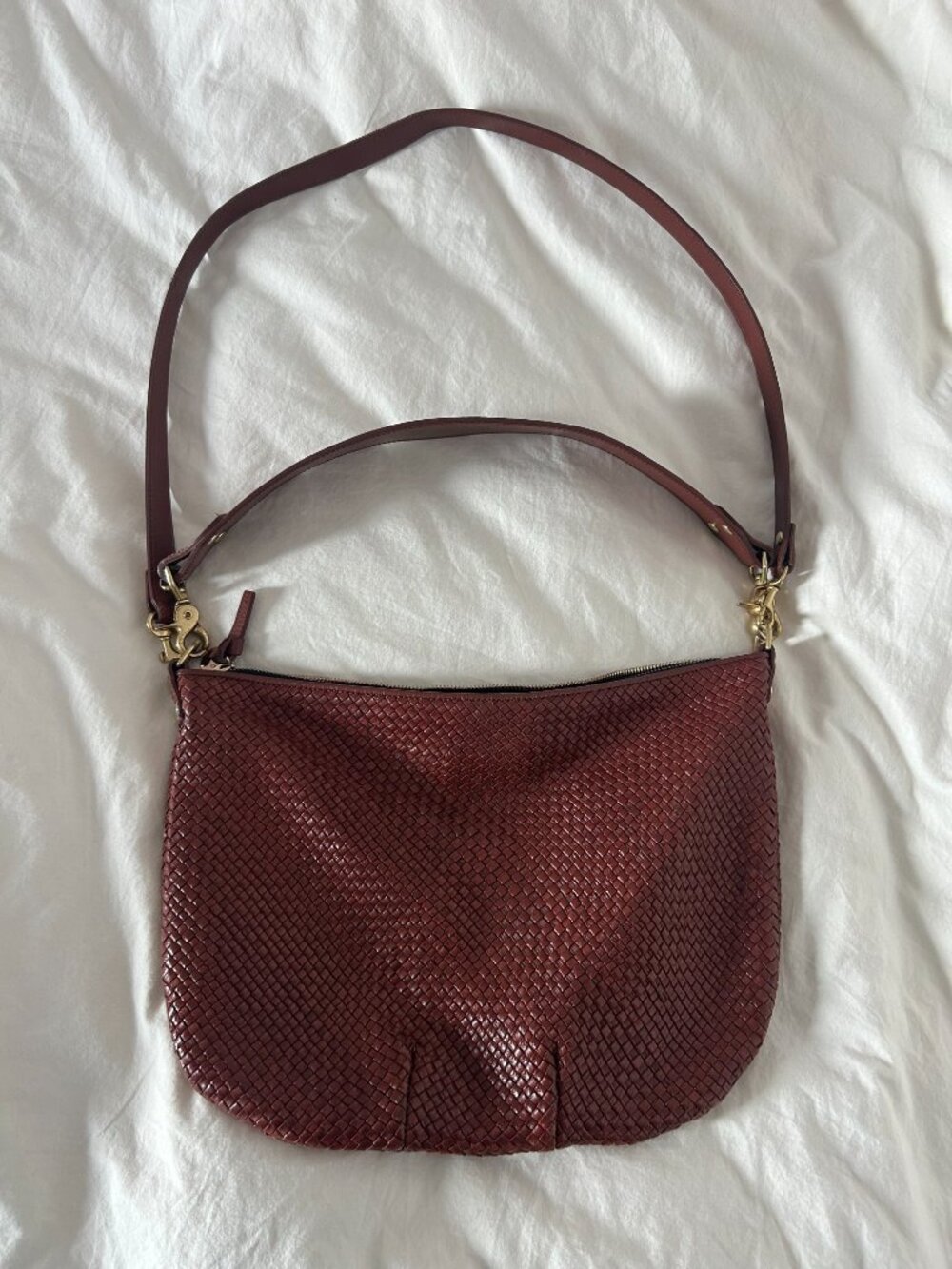 Clare V. Moyen Messenger Bag in Brown Woven Leather